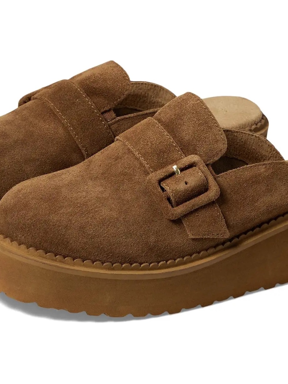 Seychelles Women's Brown Suede Platform Mule with Buckle